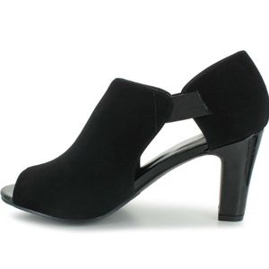 NIB Marbella Black Open Peep-Toe Booties Heels